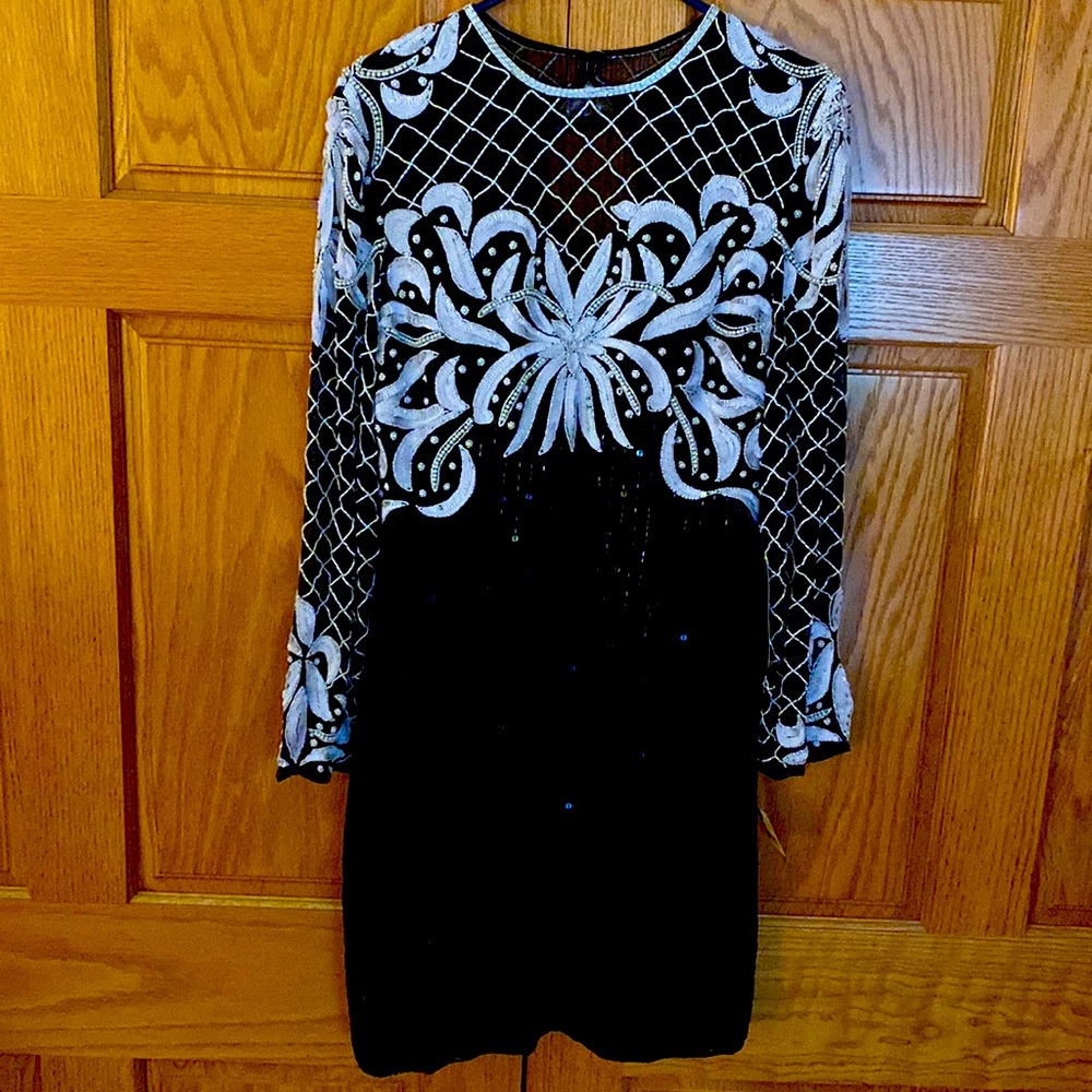 NWT… Laurence Kozar New York Silk Sequined Beaded Dress